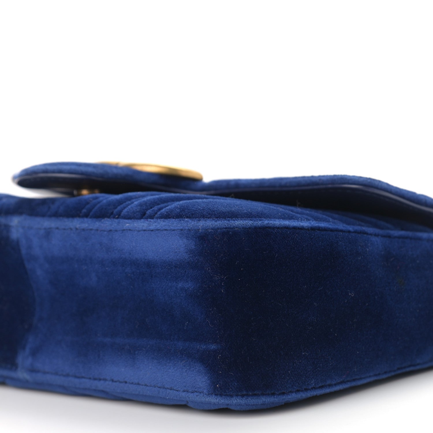 Gucci Velvet Matelasse Mini GG Marmont Shoulder Bag Cobalt Blue 10 of 11