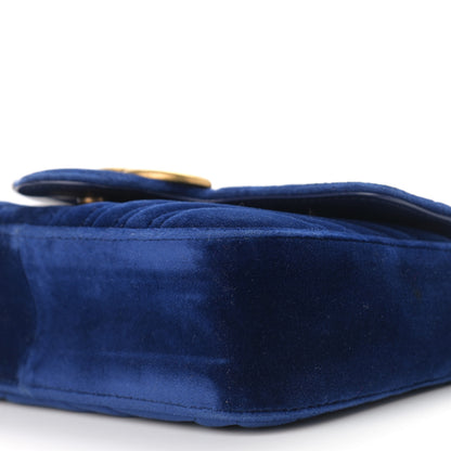 Gucci Velvet Matelasse Mini GG Marmont Shoulder Bag Cobalt Blue 10 of 11