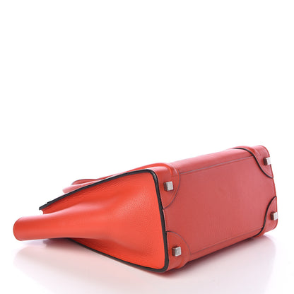 Celine Drummed Calfskin Micro Luggage Vermillion 4 of 11