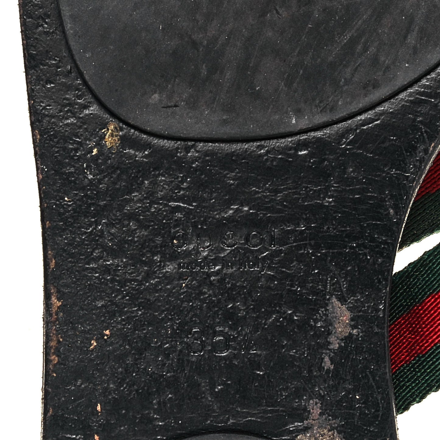 Nylon Guccissima Web Womens Thong Sandals 35.5 Green Red Black