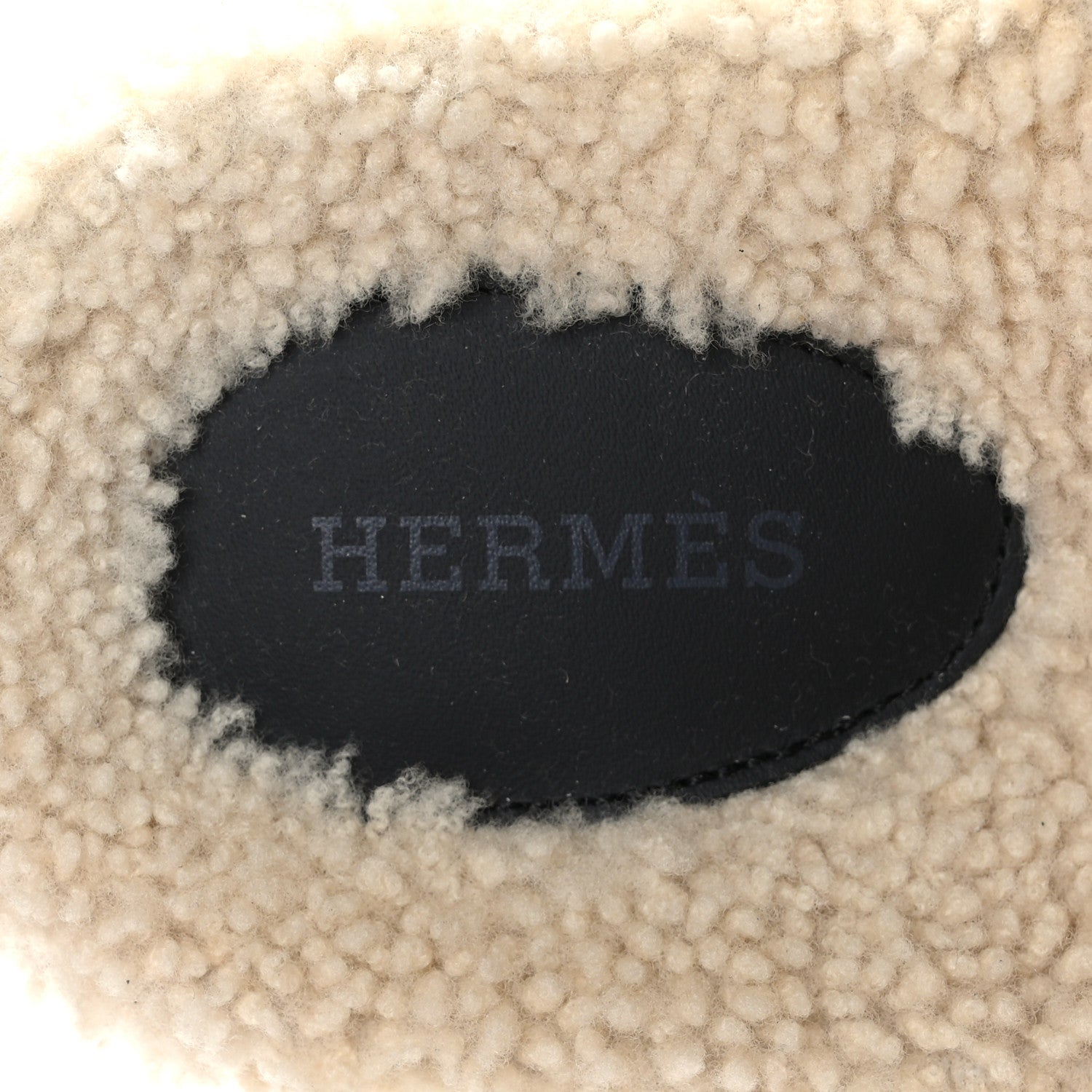 Hermes Calfskin Woolskin Womens Chypre Sandals 38.5 Black Ecru 6 of 8
