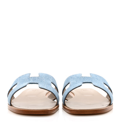 Hermes Denim Canvas Oran Sandals 41 Bleu Clair 2 of 9