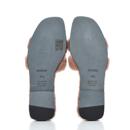 Hermes Woolskin Oran Sandals 37.5 Rose Aube 5 of 8