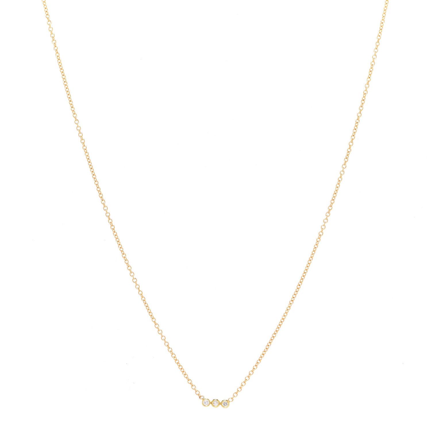 Jennifer Meyer 18K Yellow Gold Diamond 3 Diamond Pendant Necklace 1 of 5