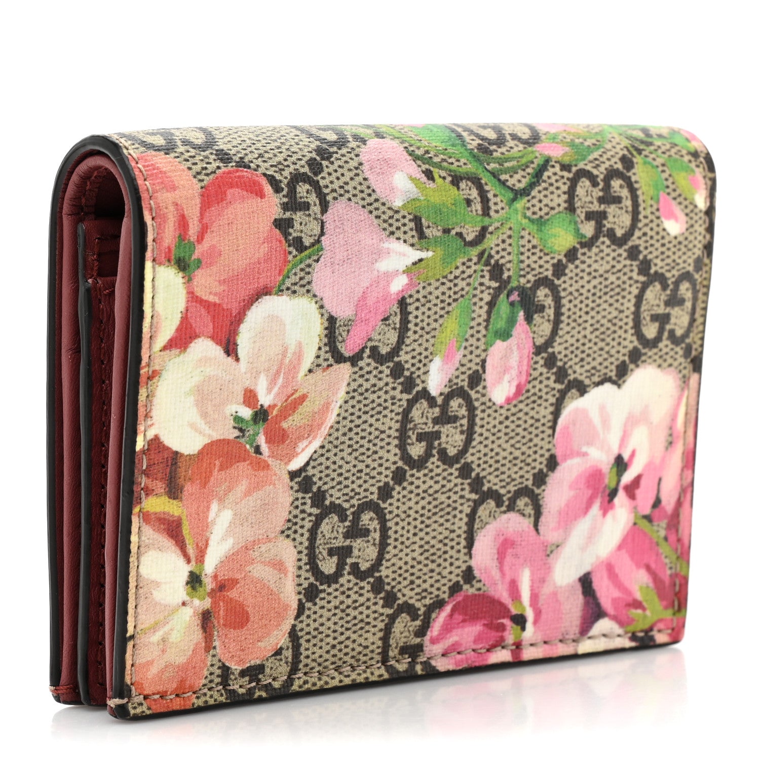 Gucci GG Supreme Monogram Blooms Card Case Wallet Beige Multicolor Dry Rose 3 of 11