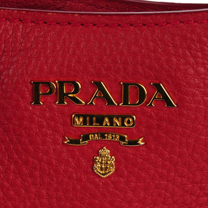 Prada Vitello Daino Side Pocket Tote Rosso 6 of 10