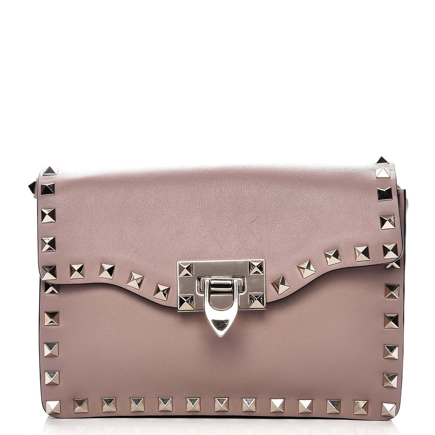 Vitello Rockstud Shoulder Flap Bag Poudre