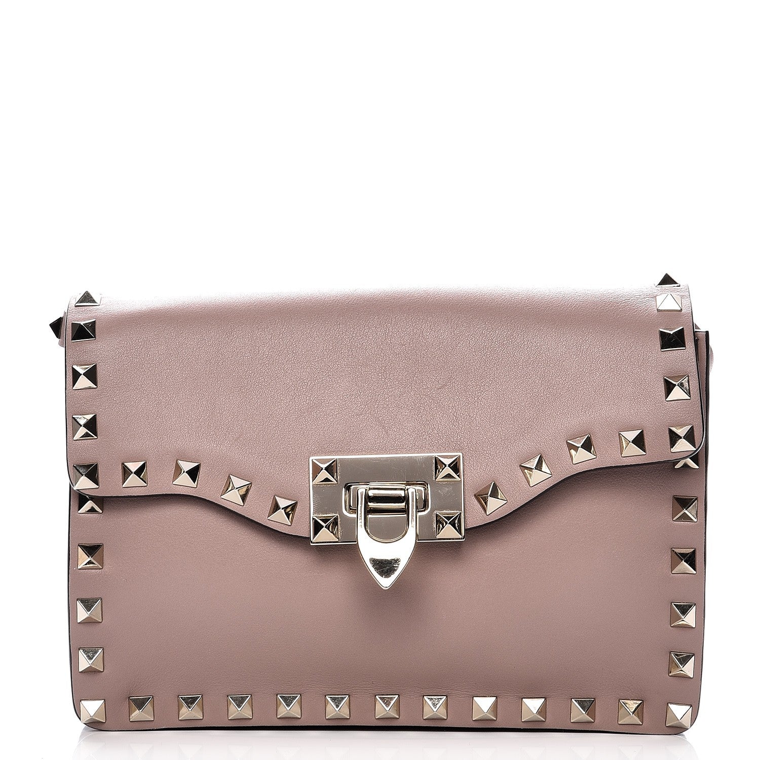 Valentino Garavani Vitello Rockstud Shoulder Flap Bag Poudre 1 of 7