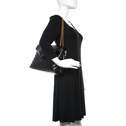 Saint Laurent Calfskin Y Quilted Monogram Medium Loulou Chain Satchel Black 2 of 10
