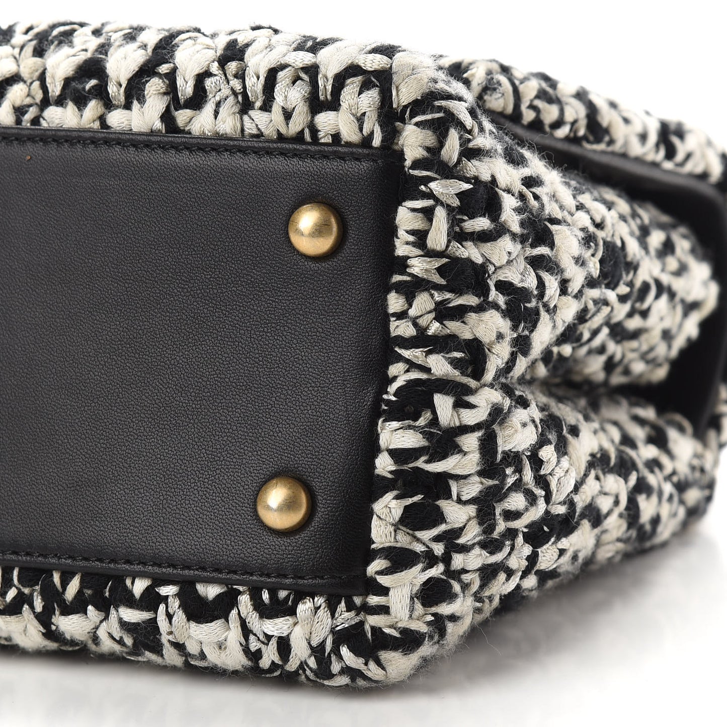 Crochet Small Coco Handle Flap Black Beige