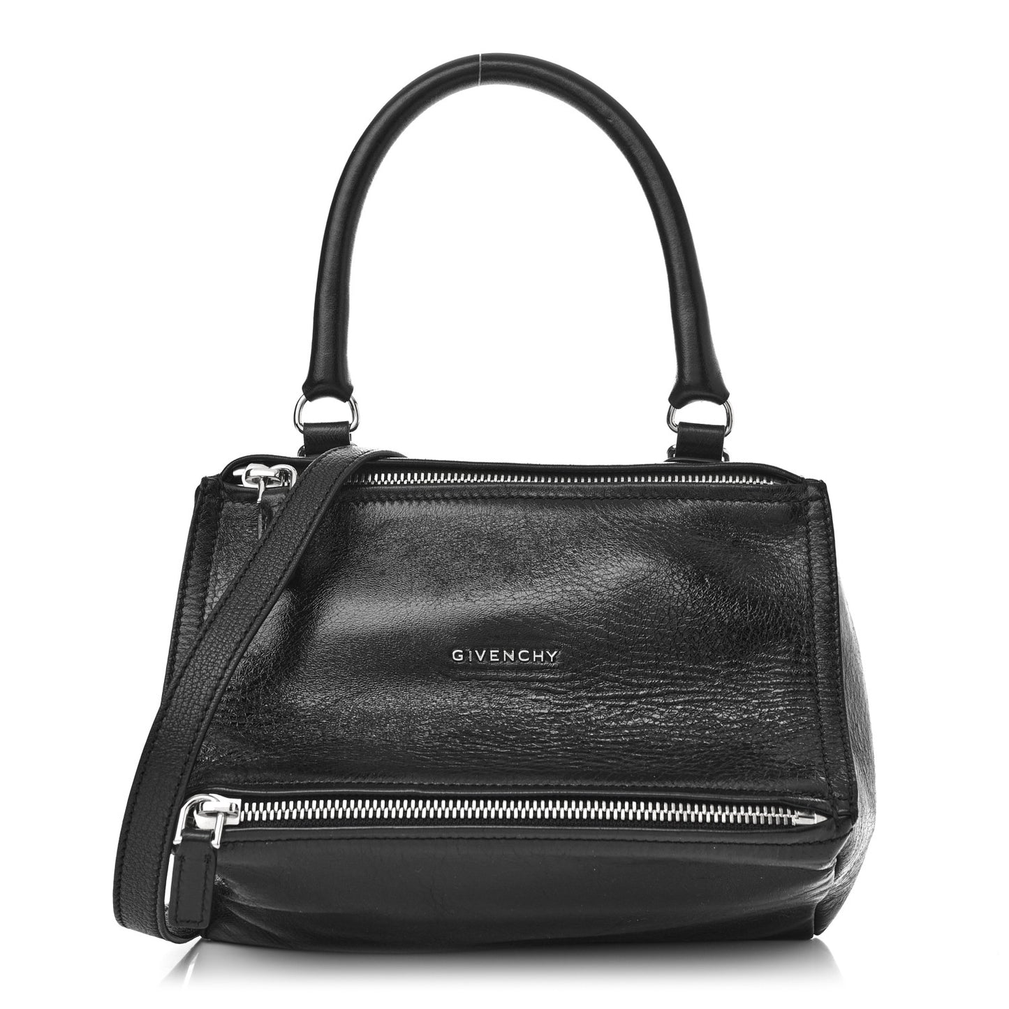 Crinkled Patent Small Pandora Black