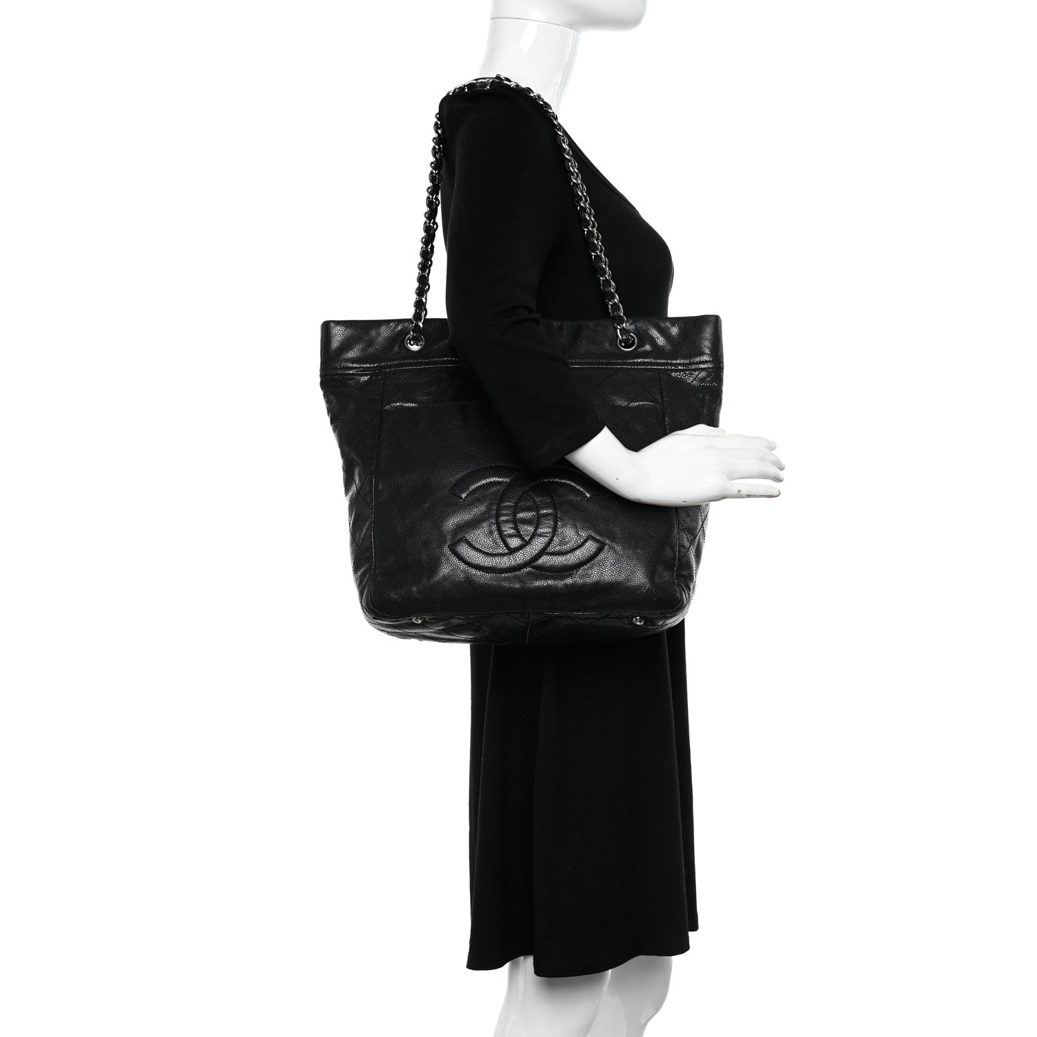Chanel Soft Caviar Large Timeless CC Shoulder Bag Black 2 of 10