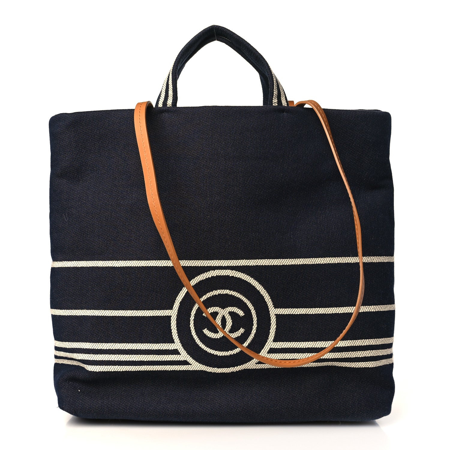Chanel Denim Tall Shopping Tote Blue 1 of 9
