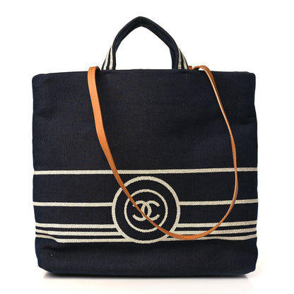 Chanel Denim Tall Shopping Tote Blue 1 of 9