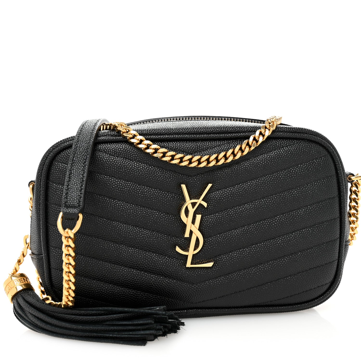 Saint Laurent Grain De Poudre Matelasse Monogram Mini Lou Camera Bag Black 1 of 10