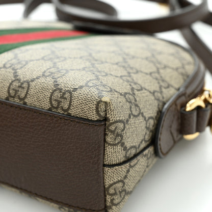 Gucci GG Supreme Monogram Textured Dollar Calfskin Web Small Ophidia Dome Shoulder Bag Beige Ebony New Acero 12 of 15