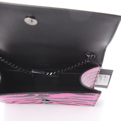 Saint Laurent Grain De Poudre Zebra Print Small Monogram Kate Satchel Fuxia Black 4 of 7