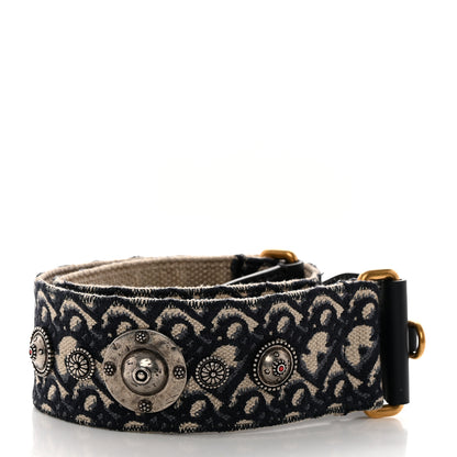 Christian Dior Oblique Studded Shoulder Strap Blue 2 of 5