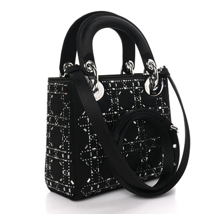 Christian Dior Satin Crystal Cannage Mini Lady Dior Black 3 of 9