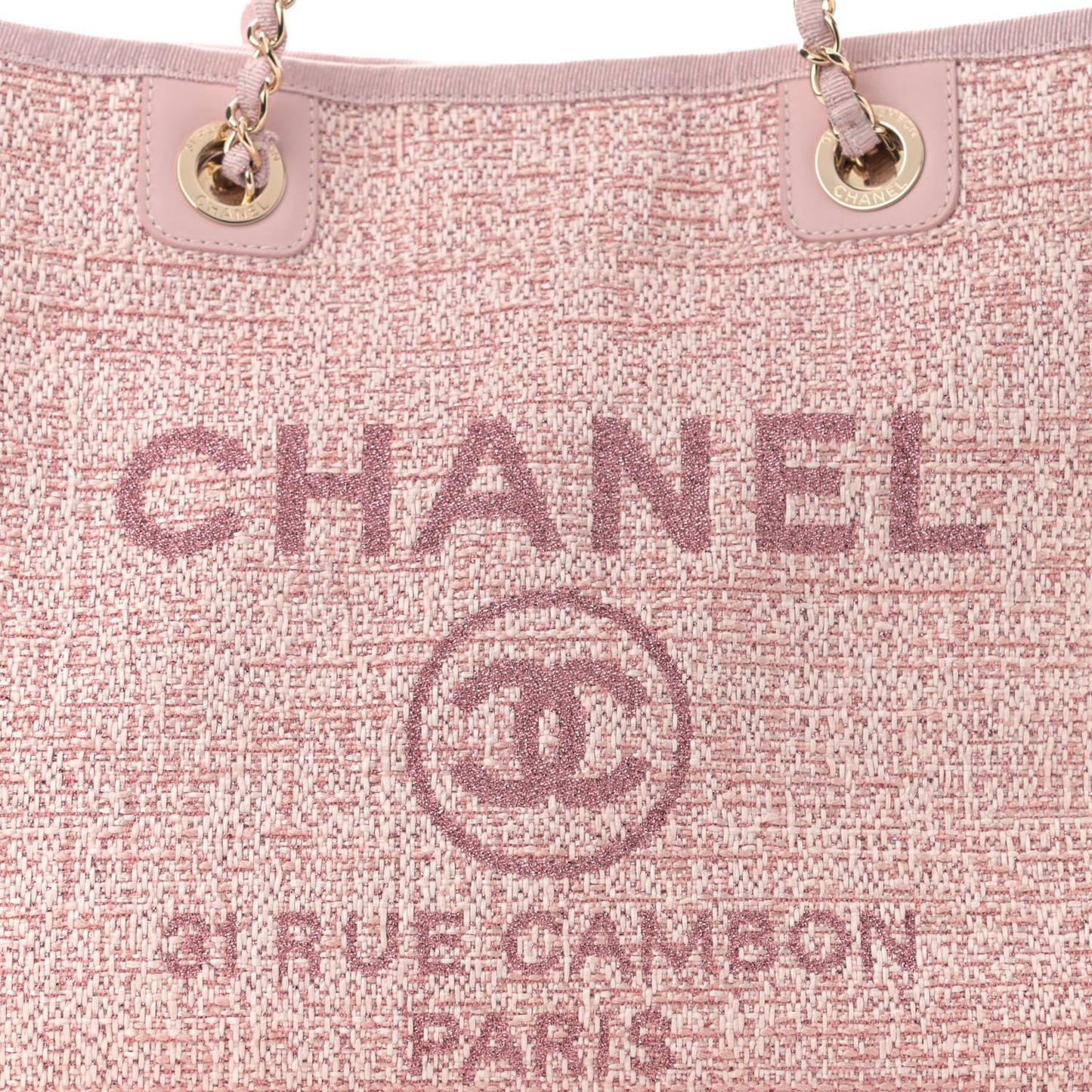 Lurex Boucle Small Deauville Tote Pink