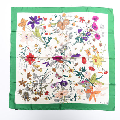 Gucci Silk Flora Gothic Square Scarf Ivory Dark Green 1 of 5