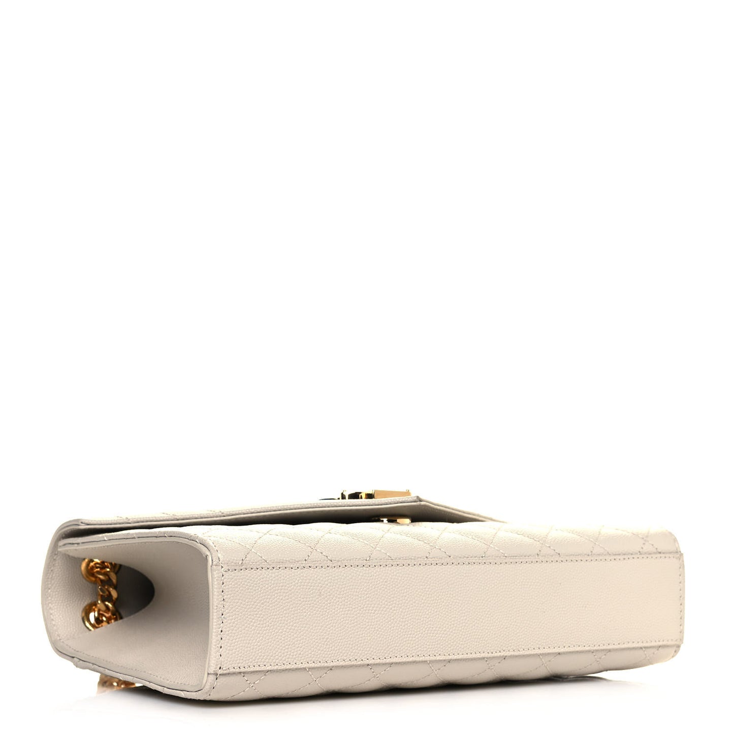 Grain De Poudre Textured Mixed Matelasse Medium Triquilt Monogram Satchel Crema Soft