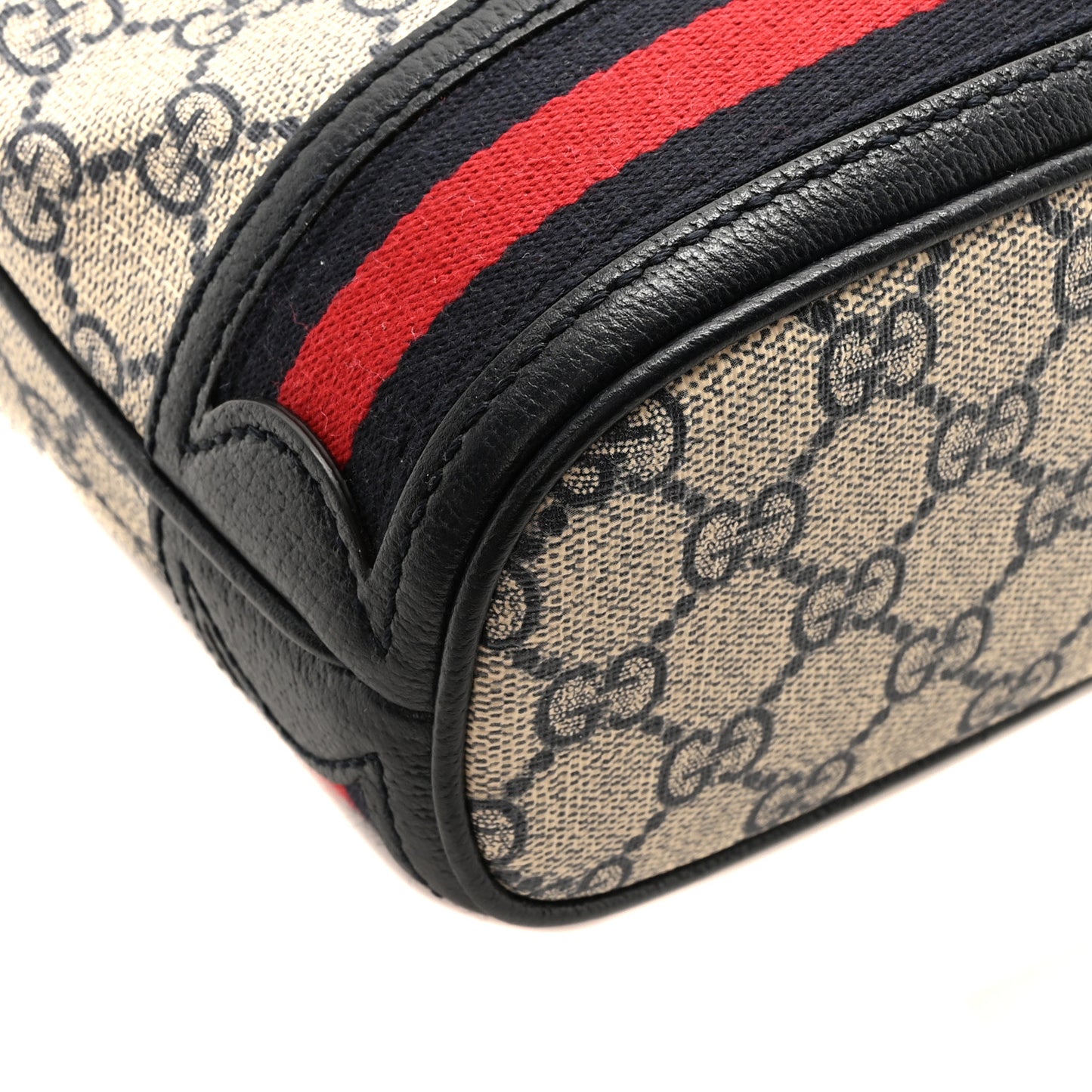 GG Supreme Monogram Web Mini Ophidia Bucket Bag Beige Blue