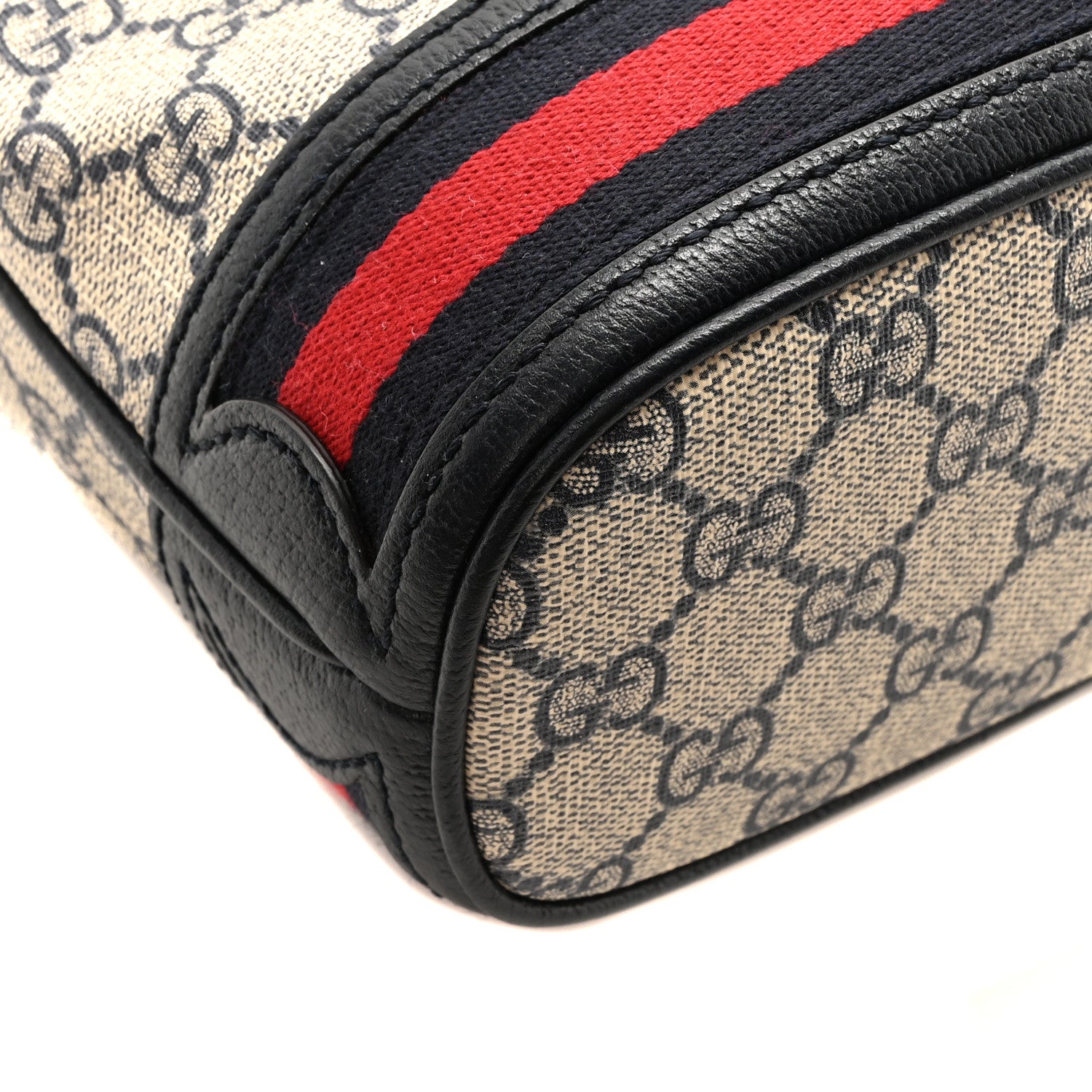 Gucci GG Supreme Monogram Web Mini Ophidia Bucket Bag Beige Blue 9 of 11