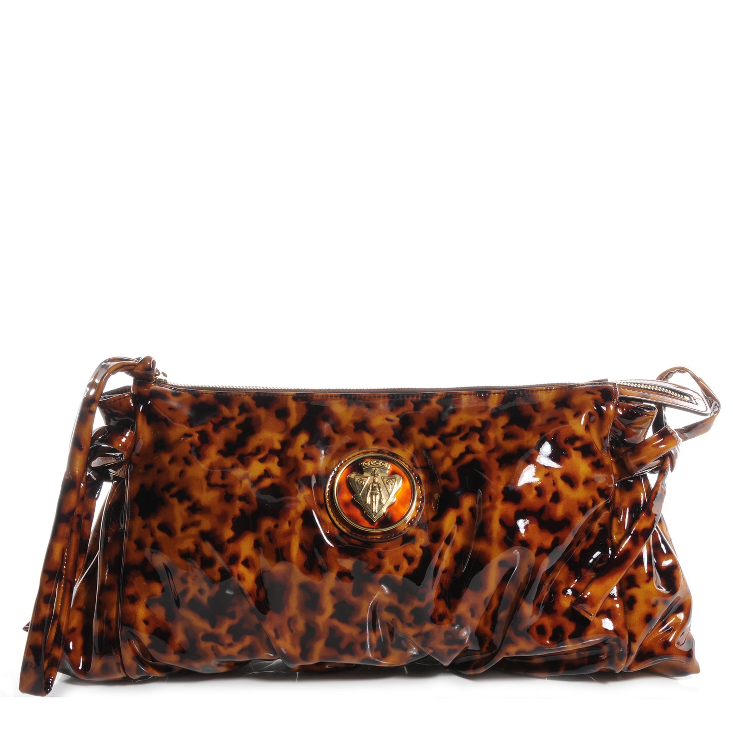 Patent Hysteria Large Clutch Tortoise Brown