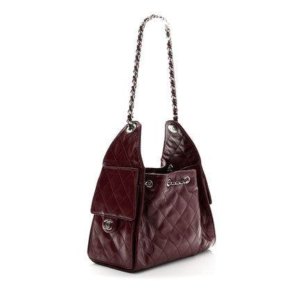 Chanel Shiny Calfskin Quilted Small Chanel 25 Handbag Burgundy 3 of 11