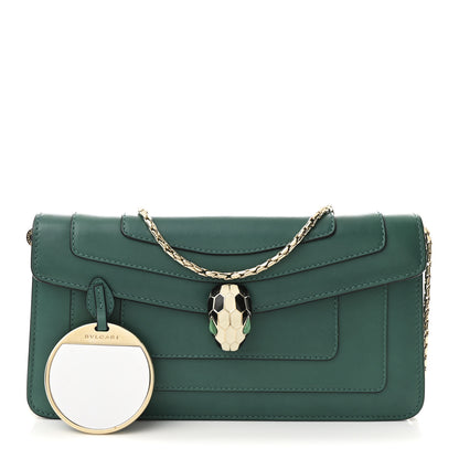 Bulgari Calfskin Serpenti Forever Flap Clutch  Emerald Green 2 of 12