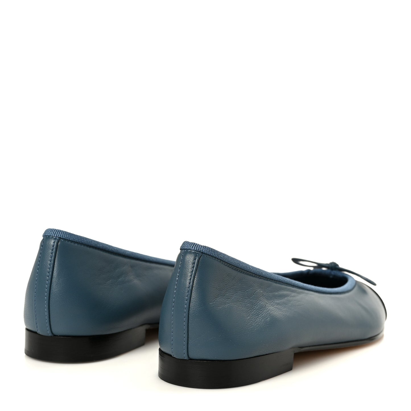 Lambskin Grosgrain Cap Toe CC Ballerina Flats 37.5 Dark Blue Black