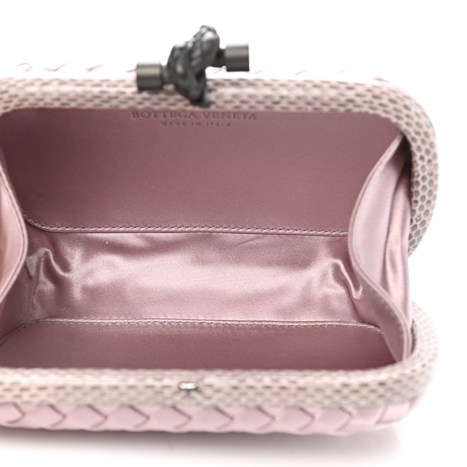Bottega Veneta Satin Ayers Intrecciato Knot Clutch Pink 5 of 6