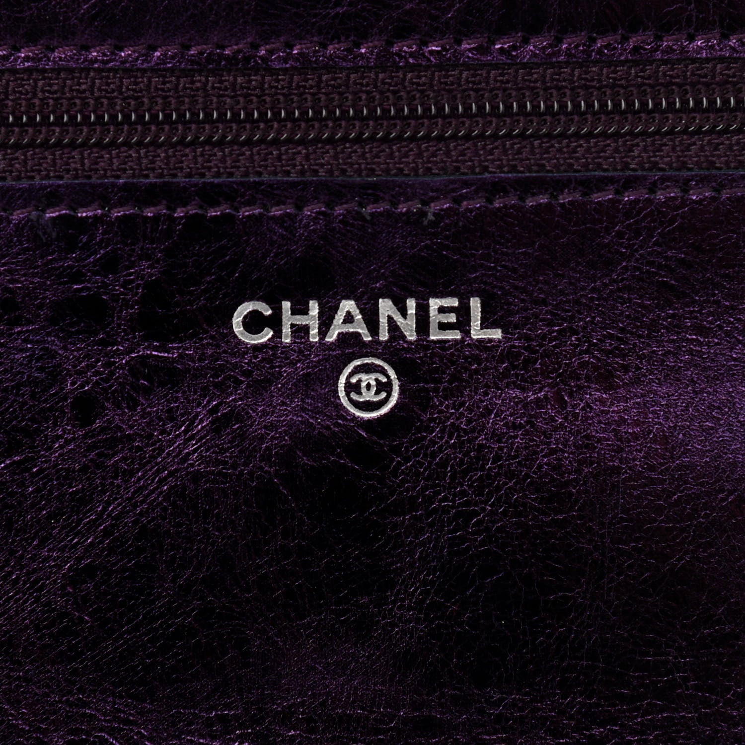 Chanel Metallic Aged Calfskin Quilted 2.55 Reissue Wallet on Chain WOC Purple 5 of 10