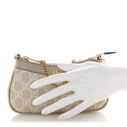 Gucci GG Supreme Monogram Textured Dollar Calfskin Web Mini Ophidia GG Handbag Beige Mystic White Oatmeal 2 of 10