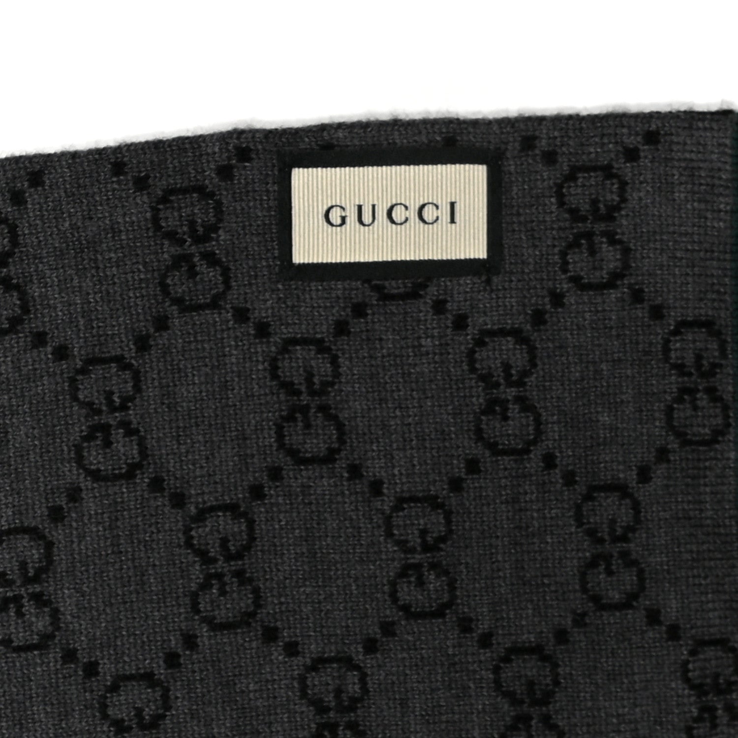 Gucci Wool Tricot GG Monogram Web Solange Scarf Black Medium Grey 3 of 4