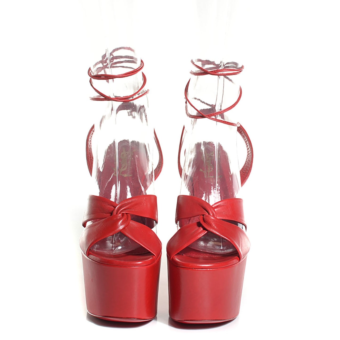 Nappa Candy 80 Platform Ankle Wrap Sandals 38 Red