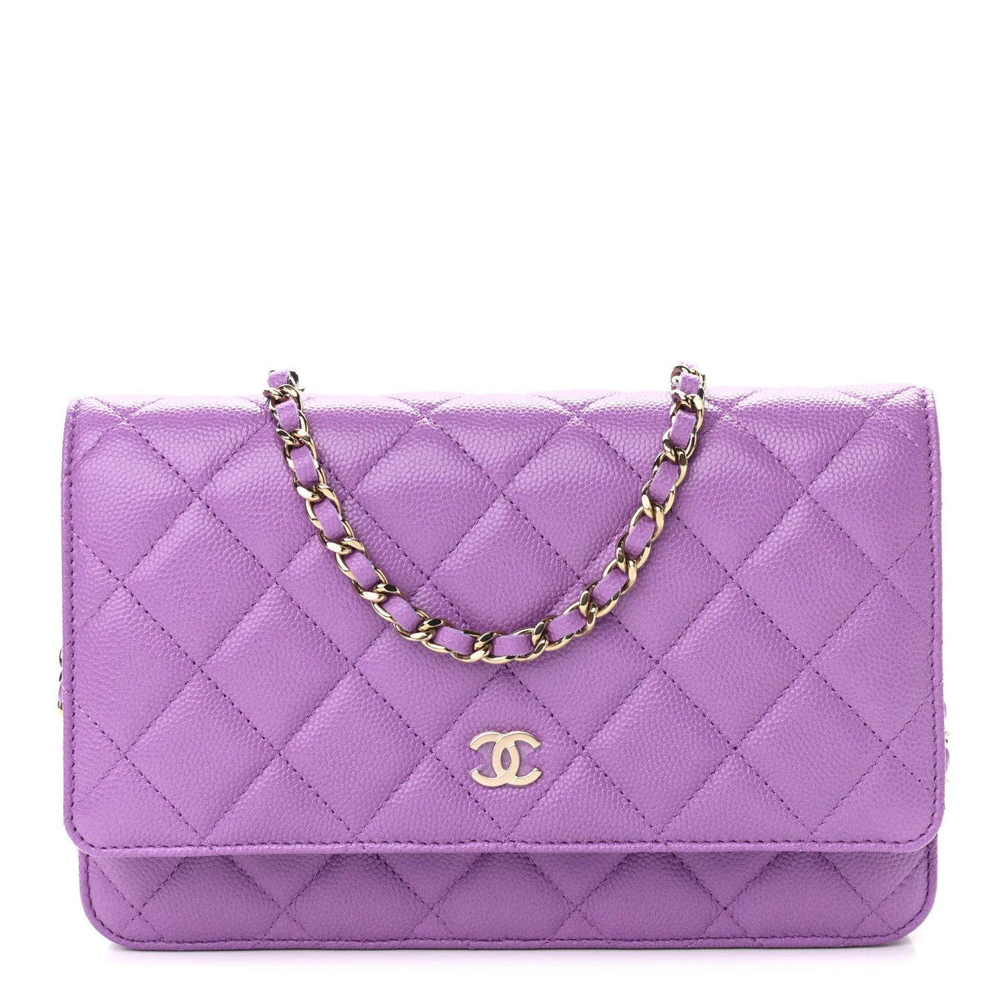 Caviar Quilted Wallet On Chain WOC Purple