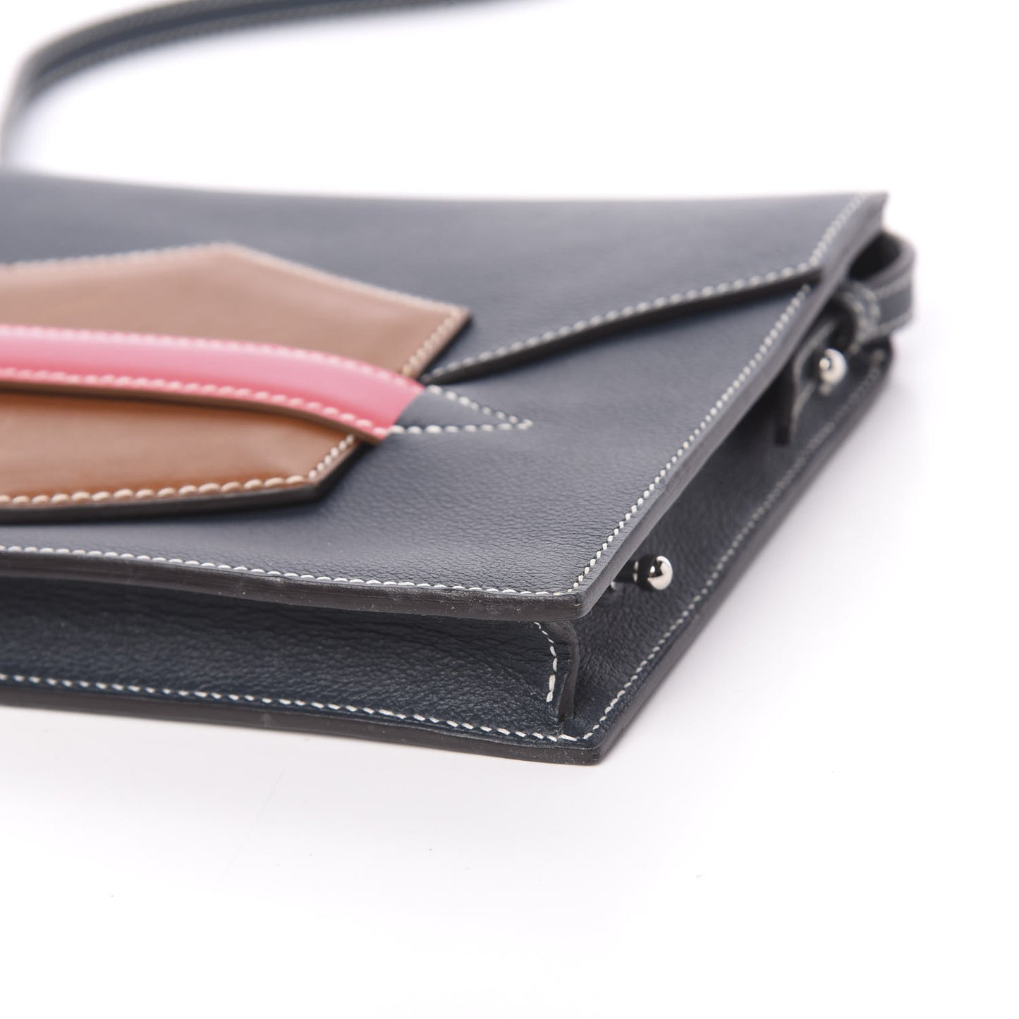 Evercolor Swift Faco Clutch Bleu de Malte Rose Tyrien Gold