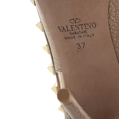 Valentino Garavani Metallic Pebbled Calfskin Rockstud Ankle Strap 100mm Pumps 37 Skin 6 of 11