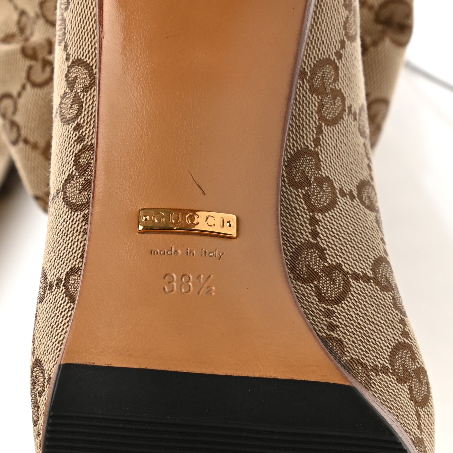 Gucci Monogram Over the Knee Boots 38.5 Beige Ebony 6 of 6