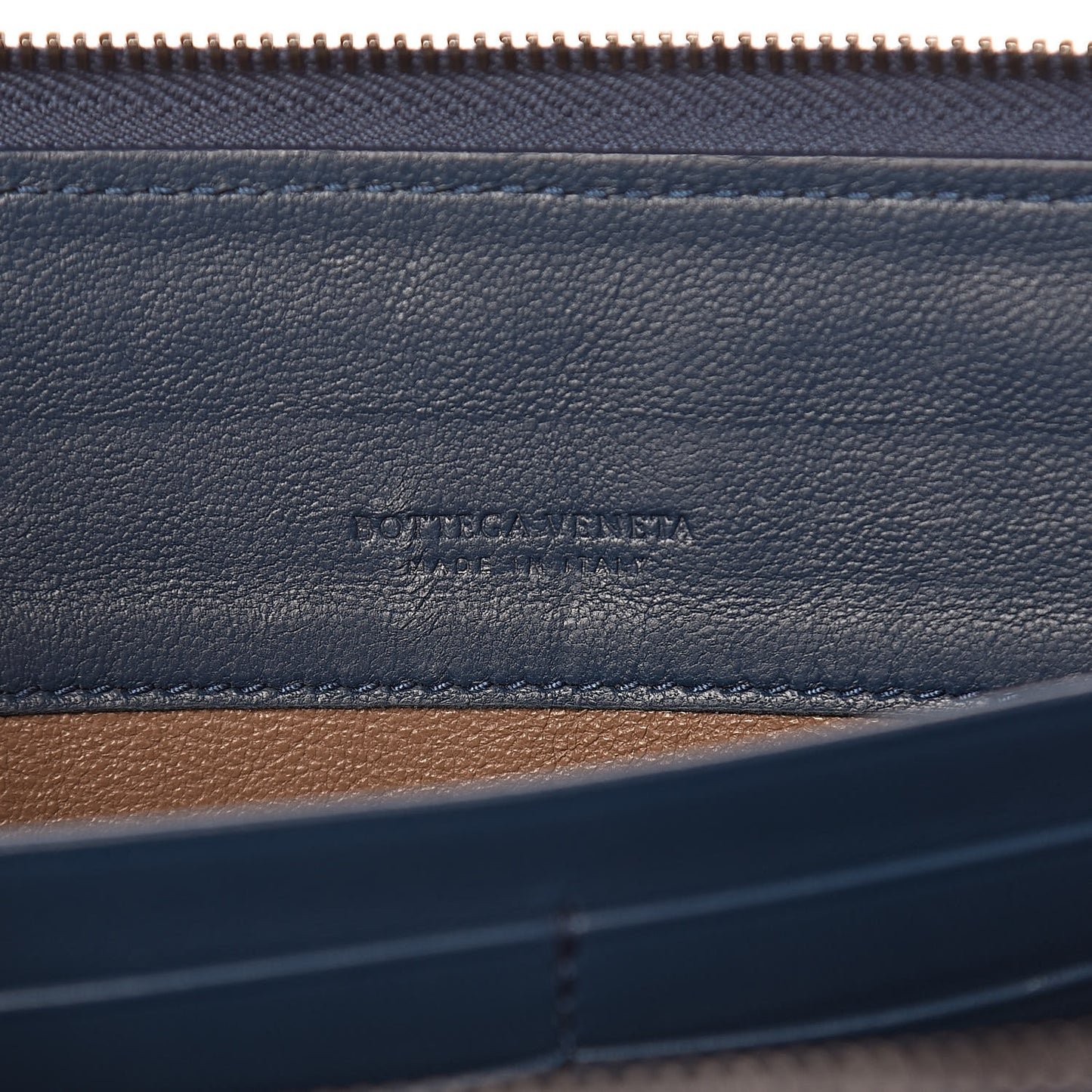 Nappa Intrecciato Flat Zip Pouch Denim