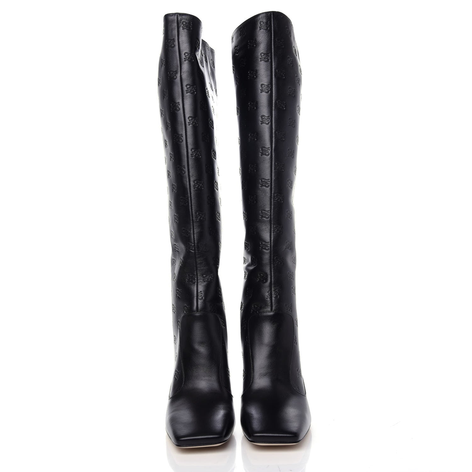 Fendi Vitello Karligraphy Embossed FFreedom Knee High Boots 39 Black 2 of 9