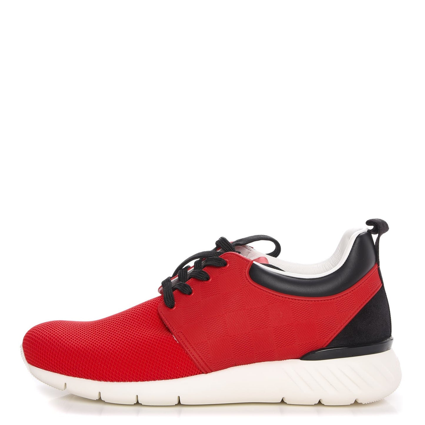 Rubber Mesh Suede Damier Fastlane Low Sneakers 7 Rouge