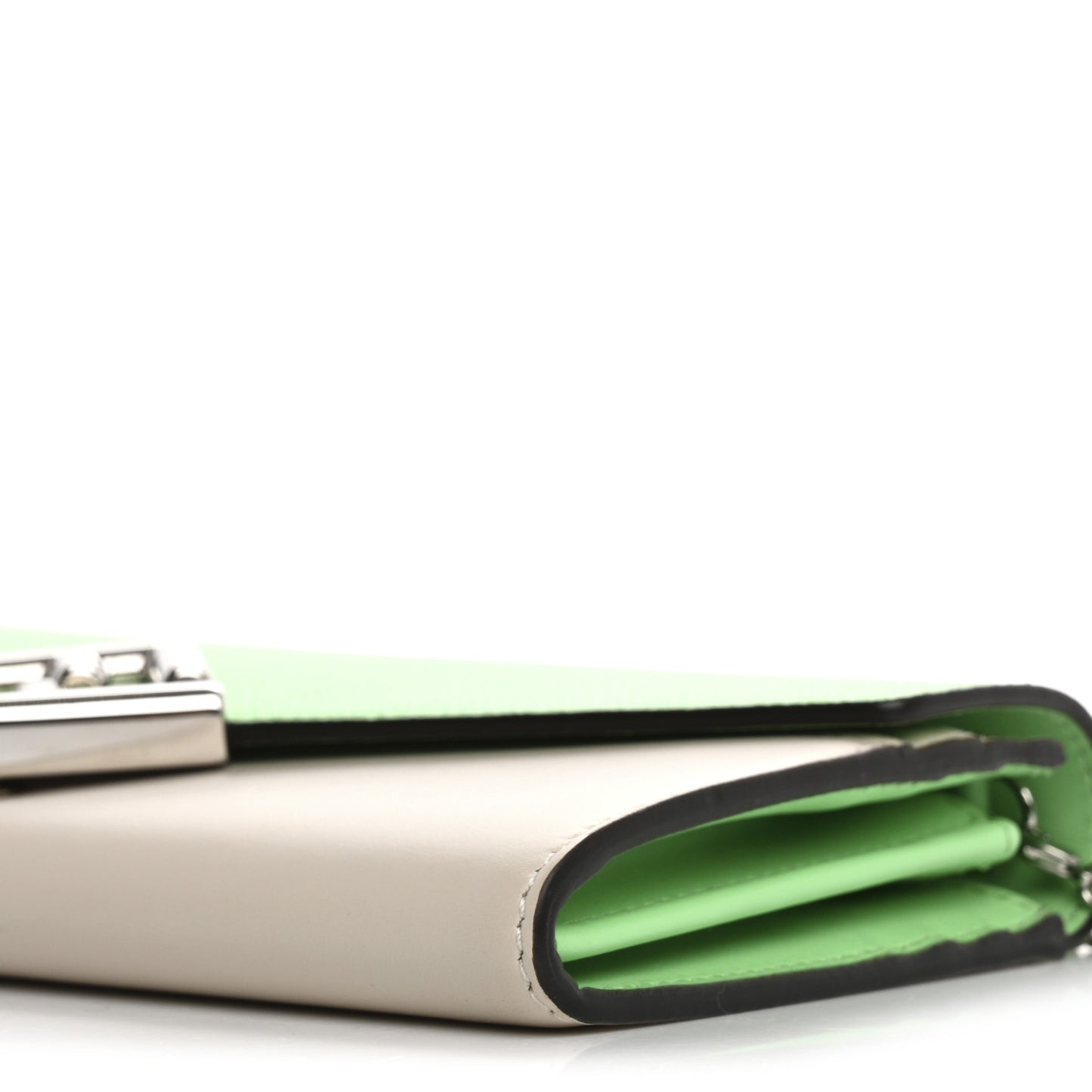 Vitello King Cruise FF Diamonds Continental Envelope Wallet On Chain Latte Edamame