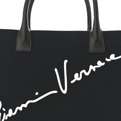 Versace Canvas Suppler Calfskin Cabas GV Signature Tote Black 8 of 14
