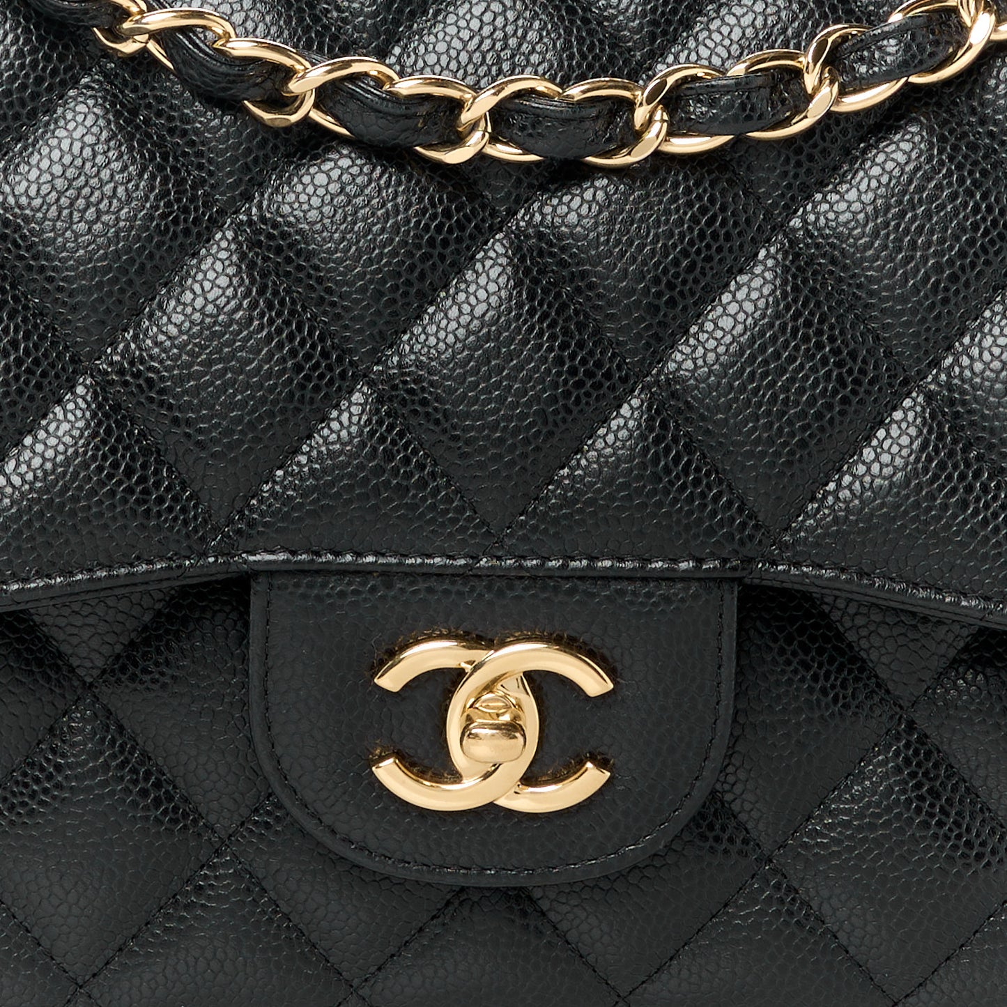 Caviar Quilted Jumbo Double Flap Black