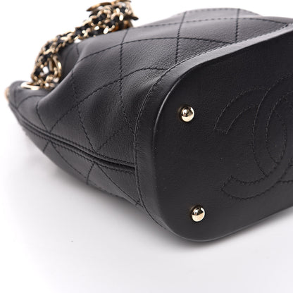 Chanel Calfskin Stitched Mini Drawstring CC Bag Black 8 of 11