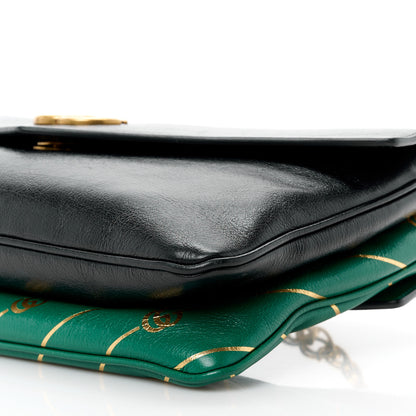 Gucci Calfskin Diagonal GG Medium Thiara Double Envelope Shoulder Bag Emerald Green Black 12 of 13