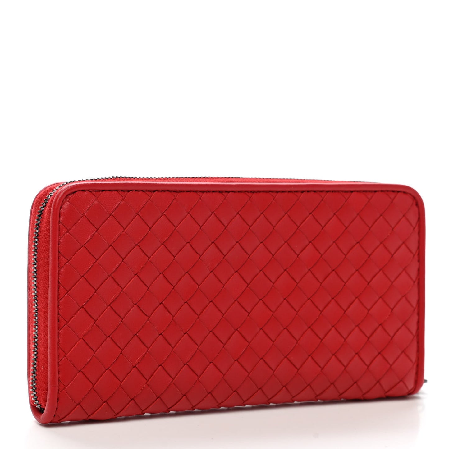 Nappa Intrecciato Zip Around Wallet Red